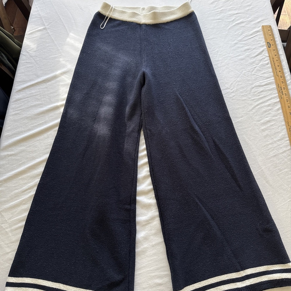 Grace And Karma Women Navy Blue Sweater Pants XL High Rise Wide Leg Jogger